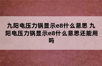 九阳电压力锅显示e8什么意思 九阳电压力锅显示e8什么意思还能用吗